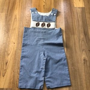 Boy Smocked Football Overalls